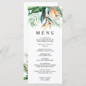 Tropische groene bloemen Moderne Minimale bruiloft Menu (Voorkant / Achterkant)