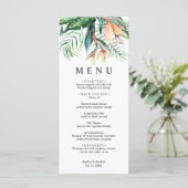 Tropische groene bloemen Moderne Minimale bruiloft Menu (Staand voorkant)