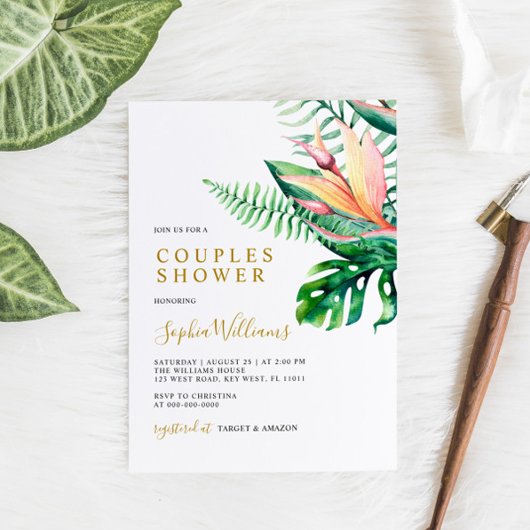 Tropische groene bloemen moderne stellen kaart