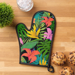 Tropische groene bloemen ovenwant