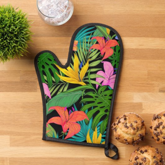 Tropische groene bloemen ovenwant (Top down)