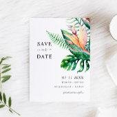 Tropische groene bloemen SAVE THE DATE kaart
