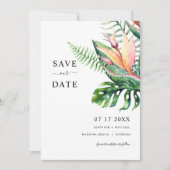 Tropische groene bloemen SAVE THE DATE kaart (Voorkant)