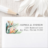 Tropische groene bloemen Terug Adres Label (Insitu)