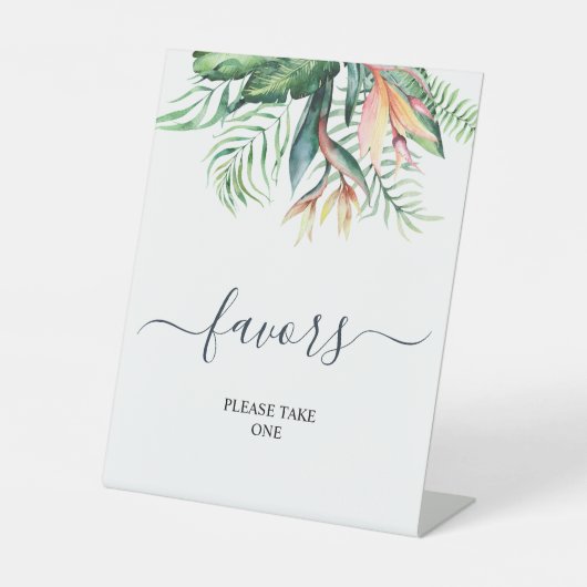 Tropische groene bloemen tonen de voorkeur reclamebord met voetstuk (Voorkant)