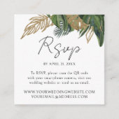 Tropische groene botanische QR-code trouw-RSVP Informatiekaartje (Voorkant)