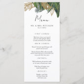 Tropische groene botanische zomer boho bruiloft menu (Voorkant)