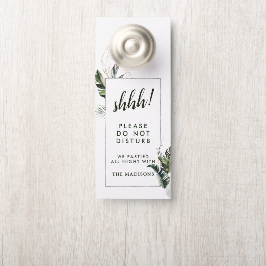 Tropische groene bruiloft niet storen | Welkom Deurhanger (Op knop)