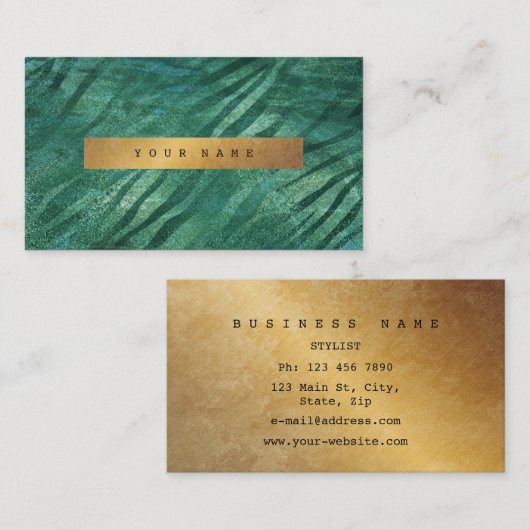 Tropische Groene Cali Grungy Goud Oerwoud VIP Visitekaartje (Voorkant / Achterkant)