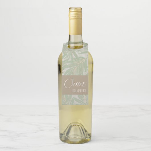 Tropische groene en gouden bladeren op pagina's flessenhanger (Op fles)