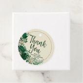 Tropische groene en gouden cirkelkrans Bedankt Bedankjes Labels (In situ)