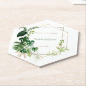 Tropische groene en gouden Waterverf palmbladeren Kartonnen Onderzetters (Schuin)