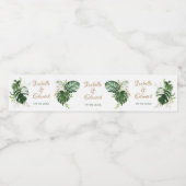 Tropische groene en gouden zwarte bladzijden waterfles etiket (Enkel label)