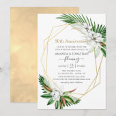 Tropische groene geometrische 50ste verjaardag kaart (Voorkant / Achterkant)