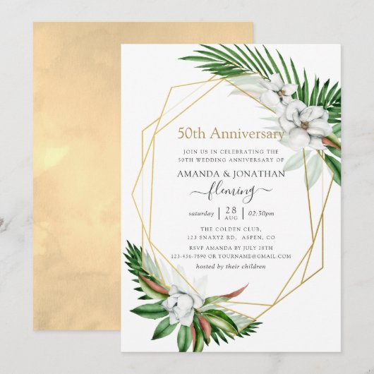 Tropische groene geometrische 50ste verjaardag kaart (Voorkant / Achterkant)