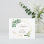 Tropische groene geometrische bruidsdouche uitnodiging briefkaart (Staand voorkant)