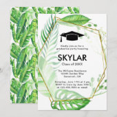 Tropische groene Geometrische Lijst GraduPartij Kaart (Voorkant / Achterkant)
