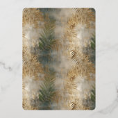 Tropische groene gouden bladeren bruidsdouche folie uitnodiging (Achterkant)