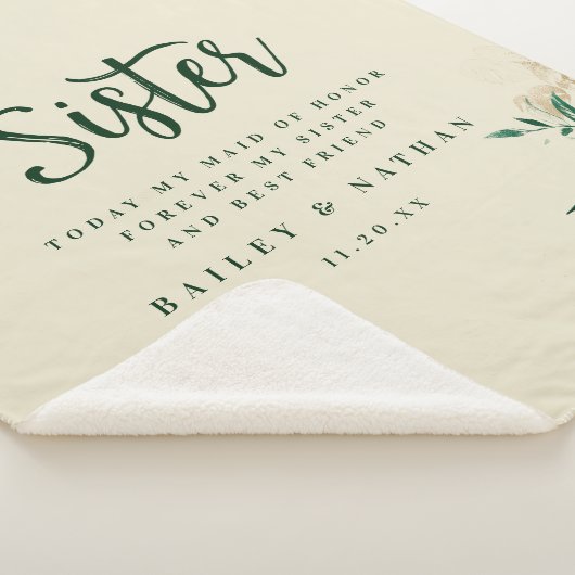 Tropische Groene & Gouden Bladgroen Zuster Bruilof Sherpa Deken (3/4)