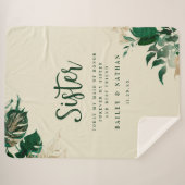 Tropische Groene & Gouden Bladgroen Zuster Bruilof Sherpa Deken (Voorkant (horizontaal))