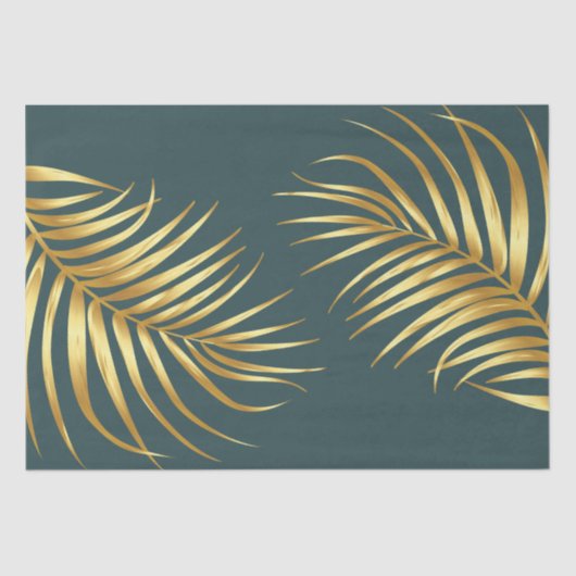 Tropische Groene Gouden Huwelijk Tissuepapier (Voorkant)