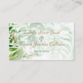 Tropische groene goudpalm leveert bruiloft website informatiekaartje (Achterkant)