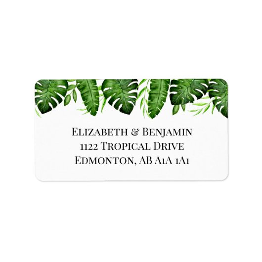 Tropische Groene Huwelijk Aangepaste Botanische El Etiket (Voorkant)