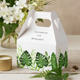 Tropische Groene Huwelijks Monstera Bladeren Elega Bedankdoosjes