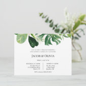 Tropische Groene Huwelijksrepetitie Diner Kaart (Staand voorkant)