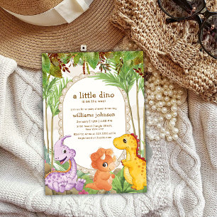 Tropische Groene Jungle Dinosaurus Baby Shower Kaart