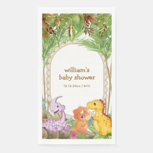 Tropische Groene Jungle Dinosaurus Baby Shower Servet