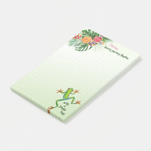 Tropische groene kikkervisreis begint Inspire-naam Post-it® Notes (Schuin)
