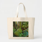 Tropische groene kokosnoten en palmbomen grote tote bag (Voorkant)