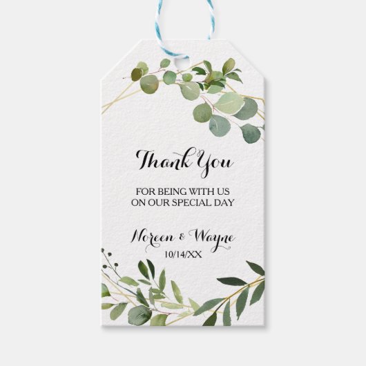 Tropische Groene Leidingen Dank u Cadeaulabel (Voorkant)