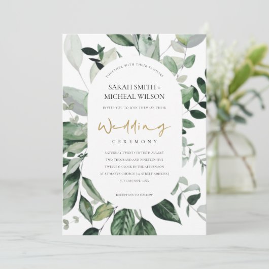 Tropische groene luffia capsule Fauna Wedding Invi Bedankkaart (Staand voorkant)