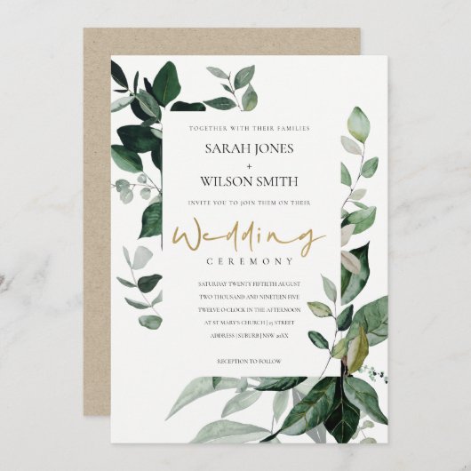 Tropische groene luffia capsule Fauna Wedding Invi Bedankkaart (Voorkant / Achterkant)