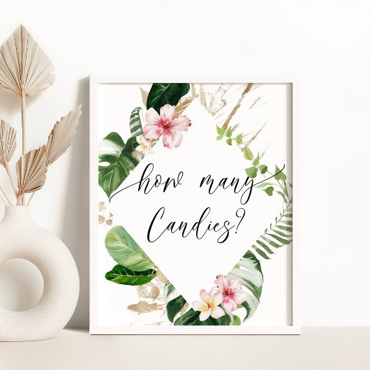 Tropische groene meisjesdouche hoeveel snoepjes poster