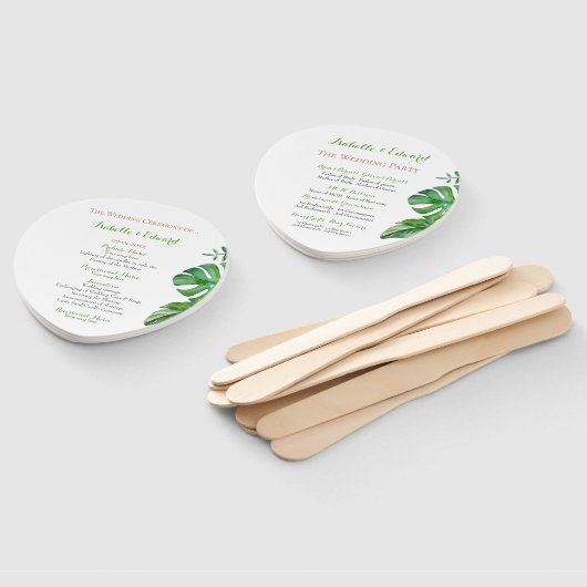 Tropische Groene Monster Leaves Wedding Ceremony H Handwaaier (Niet-gemonteerd)