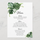 Tropische Groene Monstera Bladeren Bruiloft Menu (Voorkant)