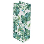 Tropische groene monstera palm laat Waterverf acht Wijn Cadeautas (Voorkant Gekanteld)