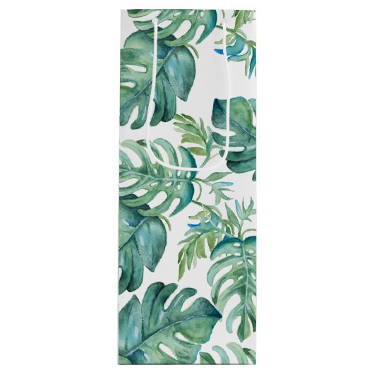 Tropische groene monstera palm laat Waterverf acht Wijn Cadeautas (Voorkant)