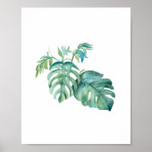 Tropische Groene Monstera Palm Leaf Waterverf Poster (Voorkant)