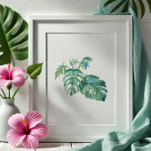 Tropische Groene Monstera Palm Leaf Waterverf Poster