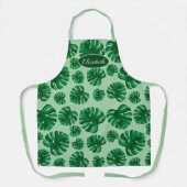 Tropische groene Monstera Palm Leaves & Custom Nam Schort (Voorkant)