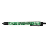 Tropische groene Monstera Palm Leaves & Custom Nam Zwarte Inkt Pen (Bodem)