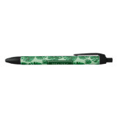 Tropische groene Monstera Palm Leaves & Custom Nam Zwarte Inkt Pen (Bovenkant)