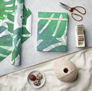 Tropische groene monstera palmbladeren cadeaupapier