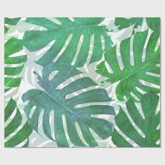 Tropische groene monstera palmbladeren cadeaupapier (Vlak)