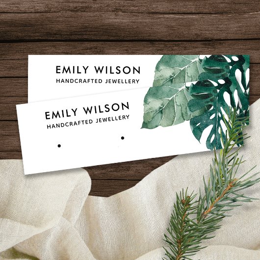 TROPISCHE GROENE MOSTERA FAUNA STUD OORBEL DISPLAY MINI VISITEKAARTJE