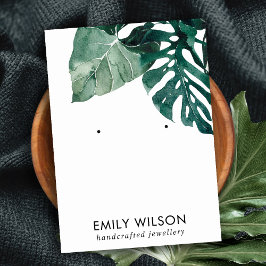 TROPISCHE GROENE MOSTERA FAUNA STUD OORBEL DISPLAY VISITEKAARTJE